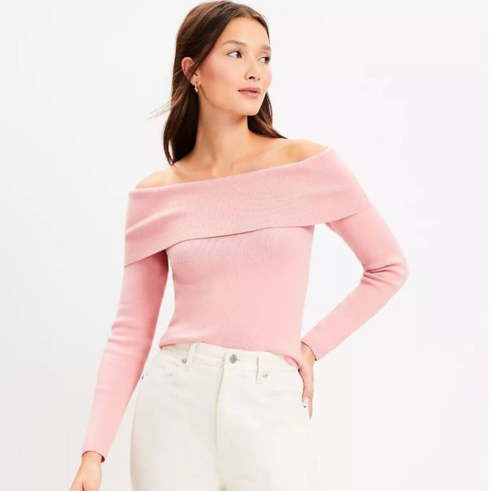 LOFT Ribbed off The Shoulder Sweater NWT